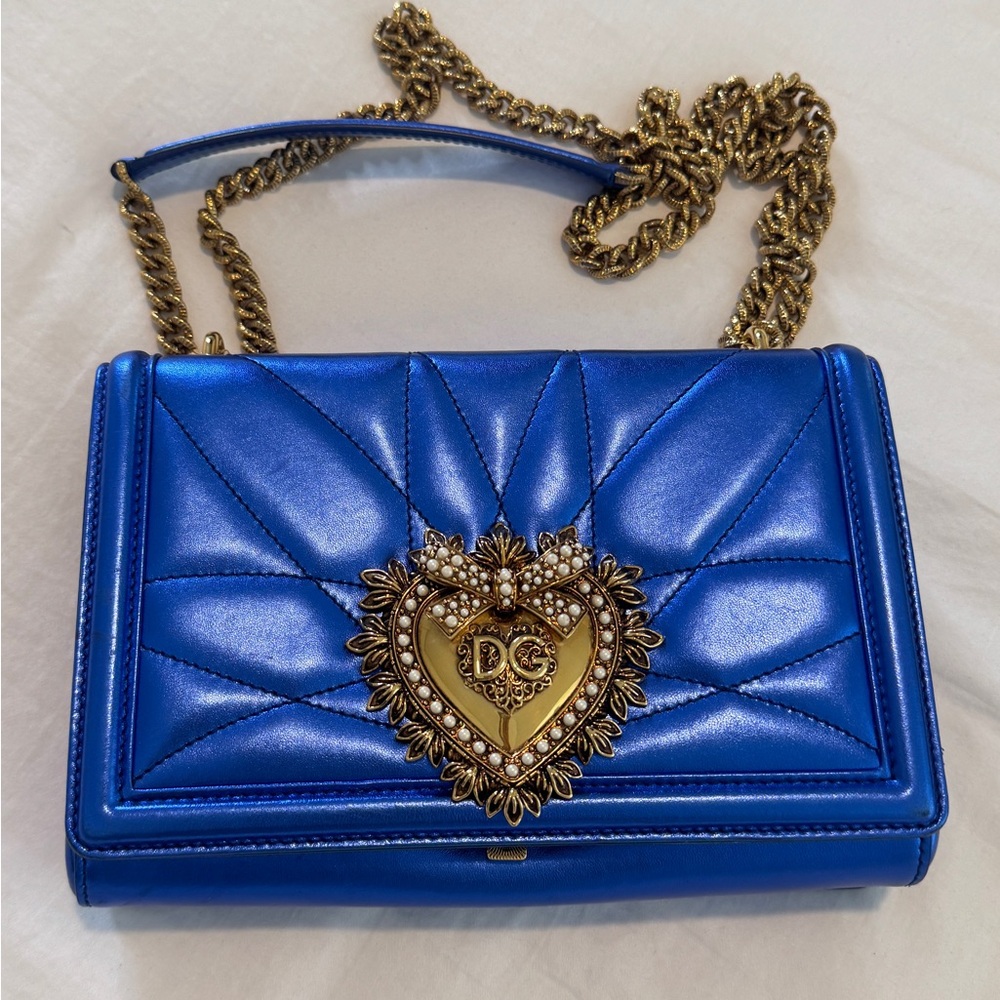 Dolce & Gabbana Devotion Medium Quilted Metallic Chain Shoulder Bag